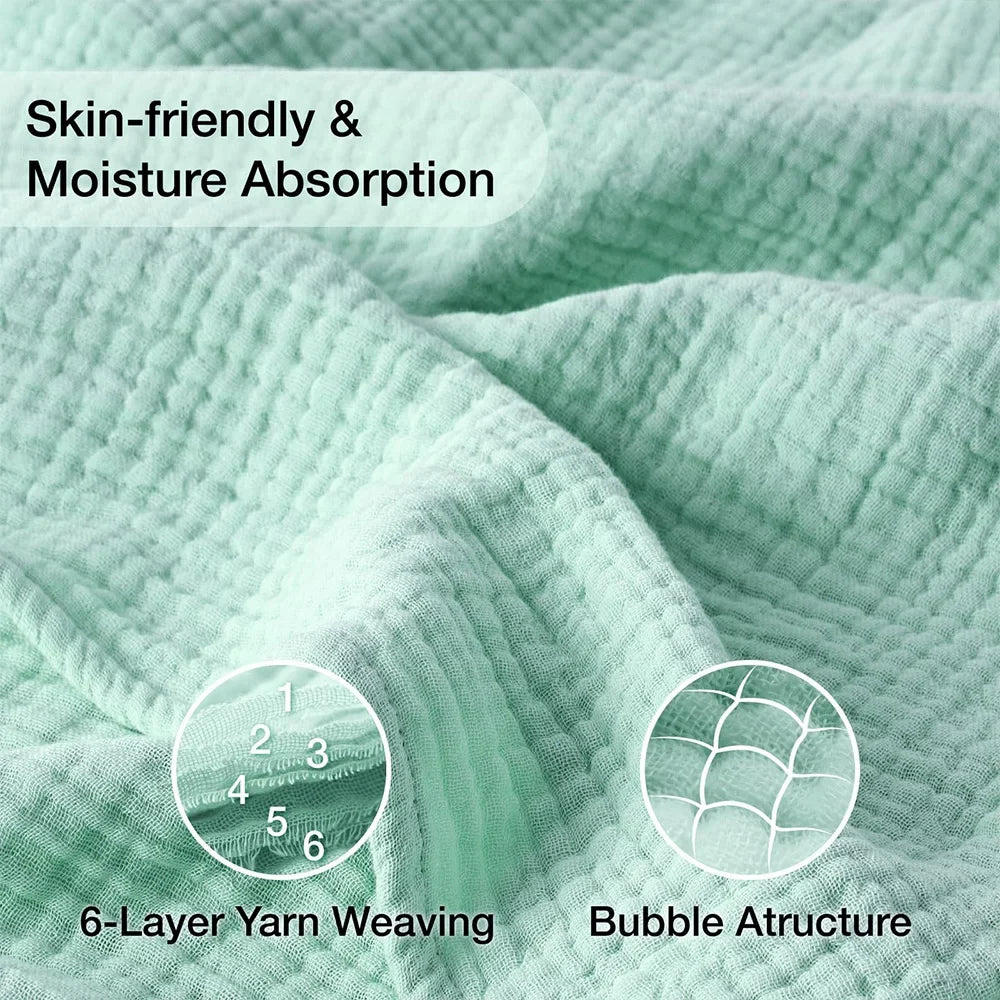 6 Layers Cotton Muslin Blankets Lightweight Cotton Throw Cooling Soft Throw Blanket for Year-Round Comfort Breathable Bedspread