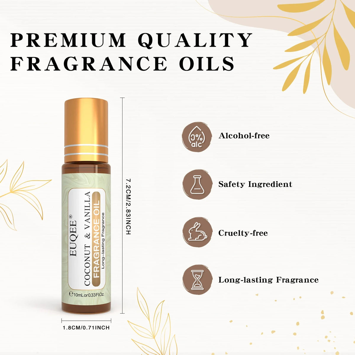 EUQEE 10ml Fragrance Oil Roll-On - Plant Based
