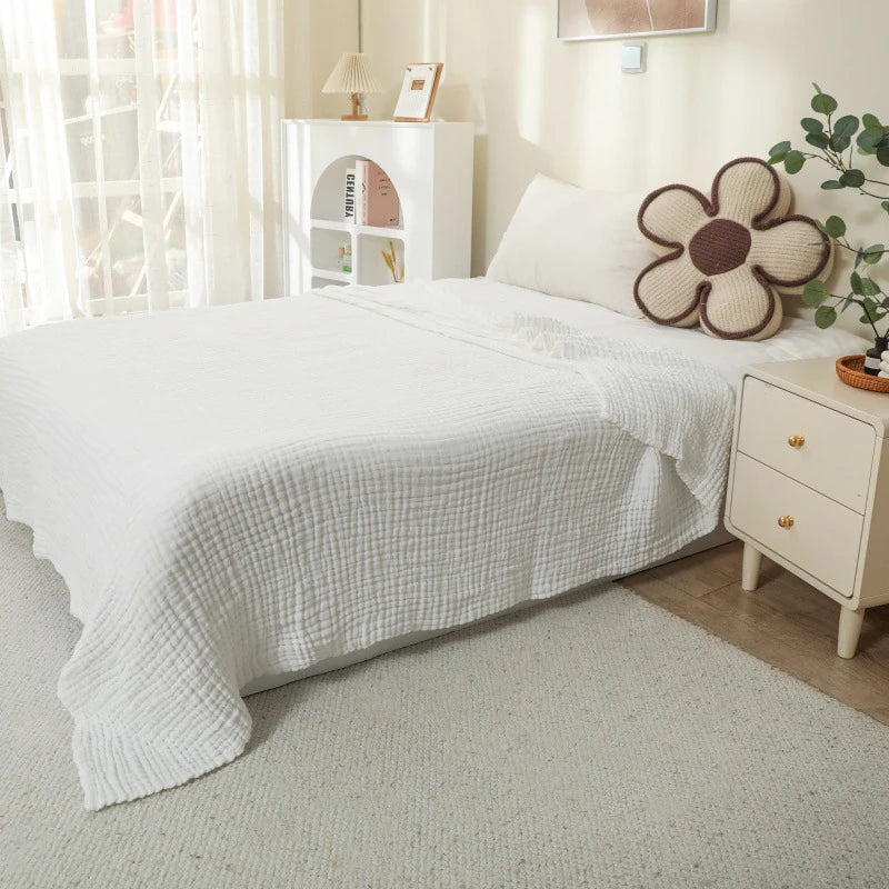 Simple Muslin Summer Blanket 100% Cotton Breathable Skin-friendly Lightweight Bed Blanket 6 Layer Couch Sofa Blankets for Throw