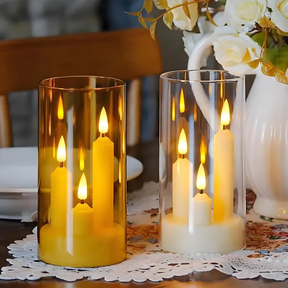 Flameless LED Taper Candles with Shades