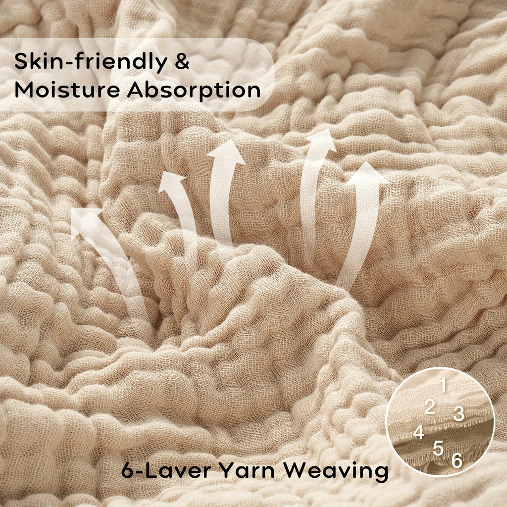 Simple Muslin Summer Blanket 100% Cotton Breathable Skin-friendly Lightweight Bed Blanket 6 Layer Couch Sofa Blankets for Throw