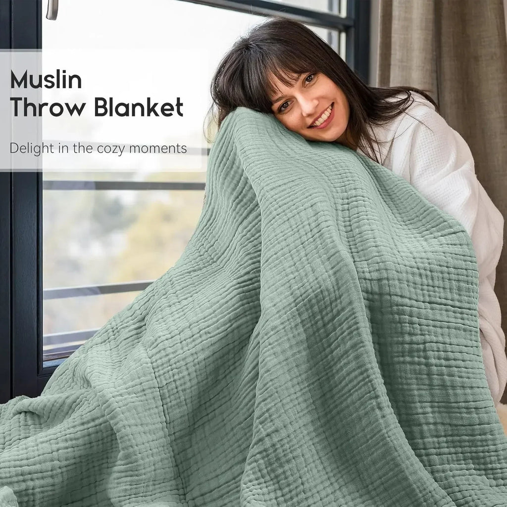 Simple Muslin Summer Blanket 100% Cotton Breathable Skin-friendly Lightweight Bed Blanket 6 Layer Couch Sofa Blankets for Throw