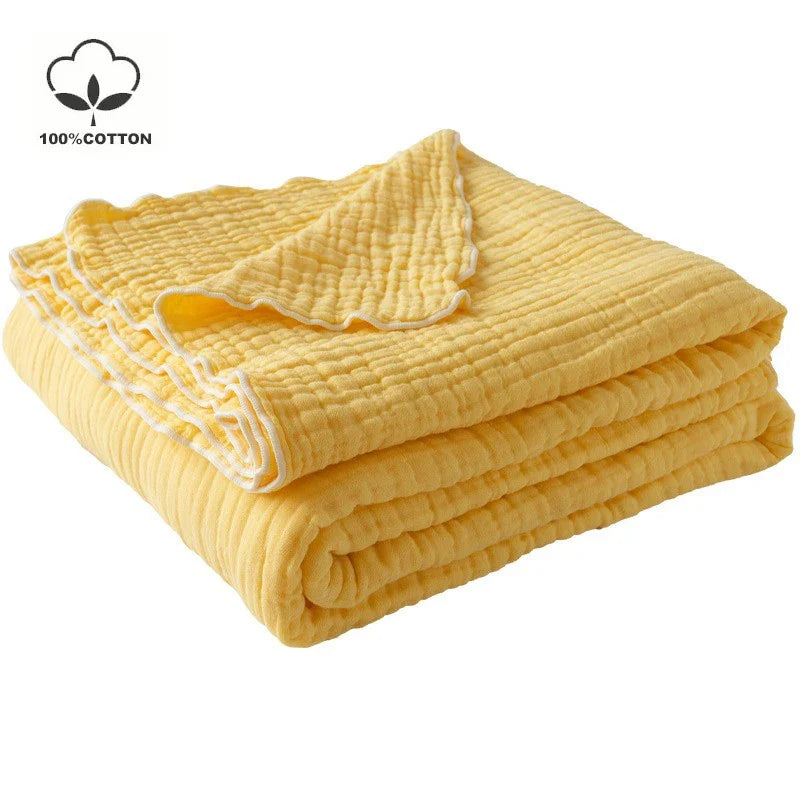 High Quality 100% Cotton Solid Blanket Soft Cloud Touch Skin-friendly Bed Blankets 6 Layer Muslin Multifunctional Sofa Blanket