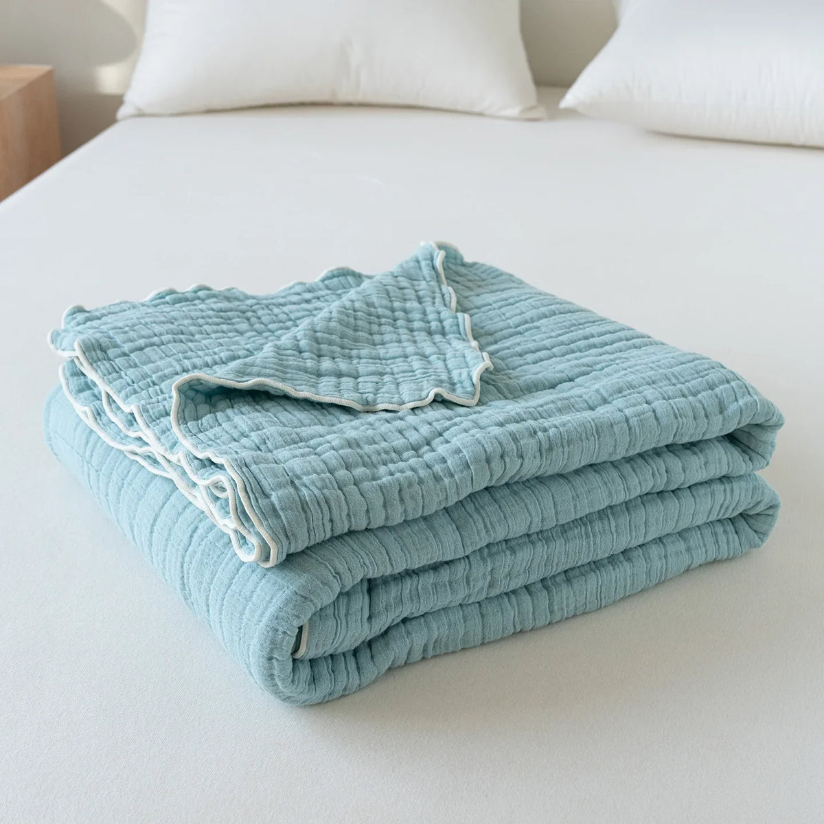 High Quality 100% Cotton Solid Blanket Soft Cloud Touch Skin-friendly Bed Blankets 6 Layer Muslin Multifunctional Sofa Blanket
