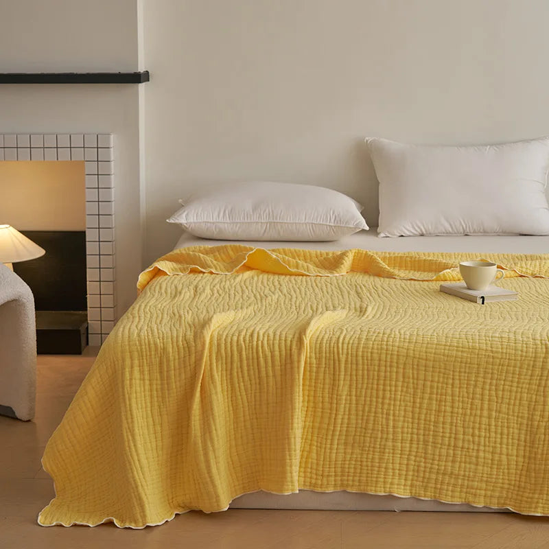 High Quality 100% Cotton Solid Blanket Soft Cloud Touch Skin-friendly Bed Blankets 6 Layer Muslin Multifunctional Sofa Blanket