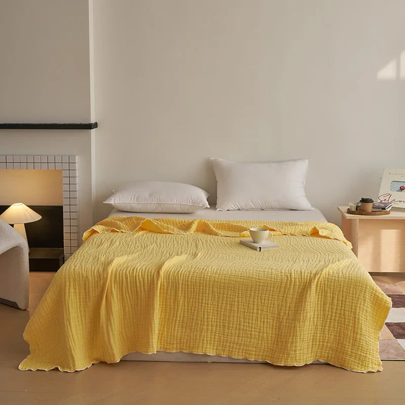 High Quality 100% Cotton Solid Blanket Soft Cloud Touch Skin-friendly Bed Blankets 6 Layer Muslin Multifunctional Sofa Blanket