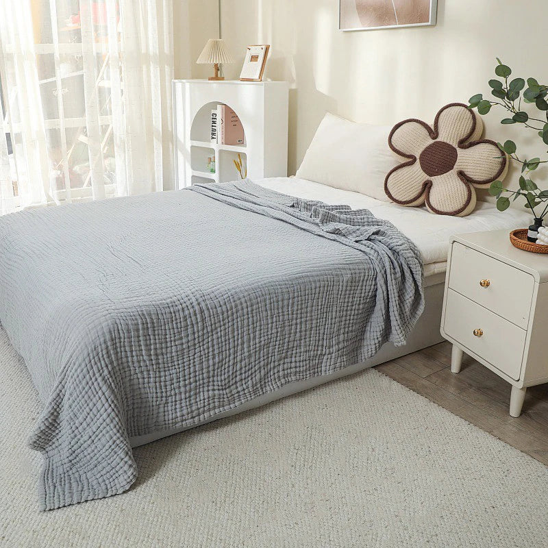 Simple Muslin Summer Blanket 100% Cotton Breathable Skin-friendly Lightweight Bed Blanket 6 Layer Couch Sofa Blankets for Throw