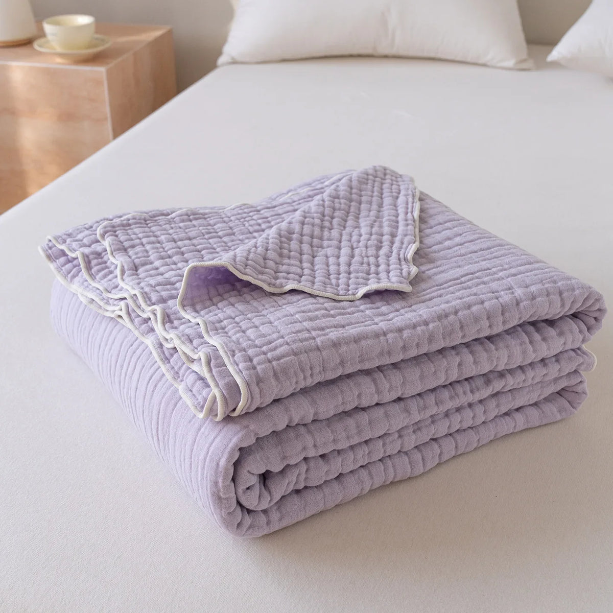 High Quality 100% Cotton Solid Blanket Soft Cloud Touch Skin-friendly Bed Blankets 6 Layer Muslin Multifunctional Sofa Blanket
