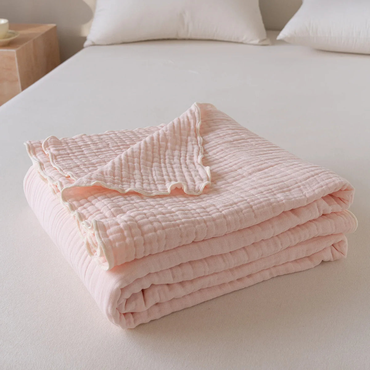 High Quality 100% Cotton Solid Blanket Soft Cloud Touch Skin-friendly Bed Blankets 6 Layer Muslin Multifunctional Sofa Blanket