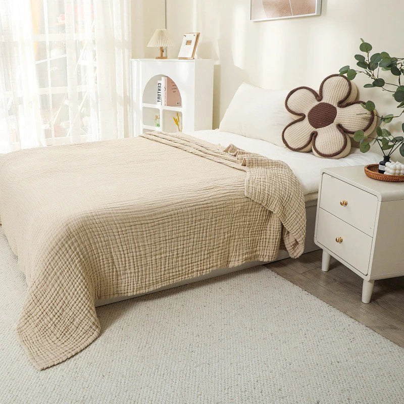 Simple Muslin Summer Blanket 100% Cotton Breathable Skin-friendly Lightweight Bed Blanket 6 Layer Couch Sofa Blankets for Throw