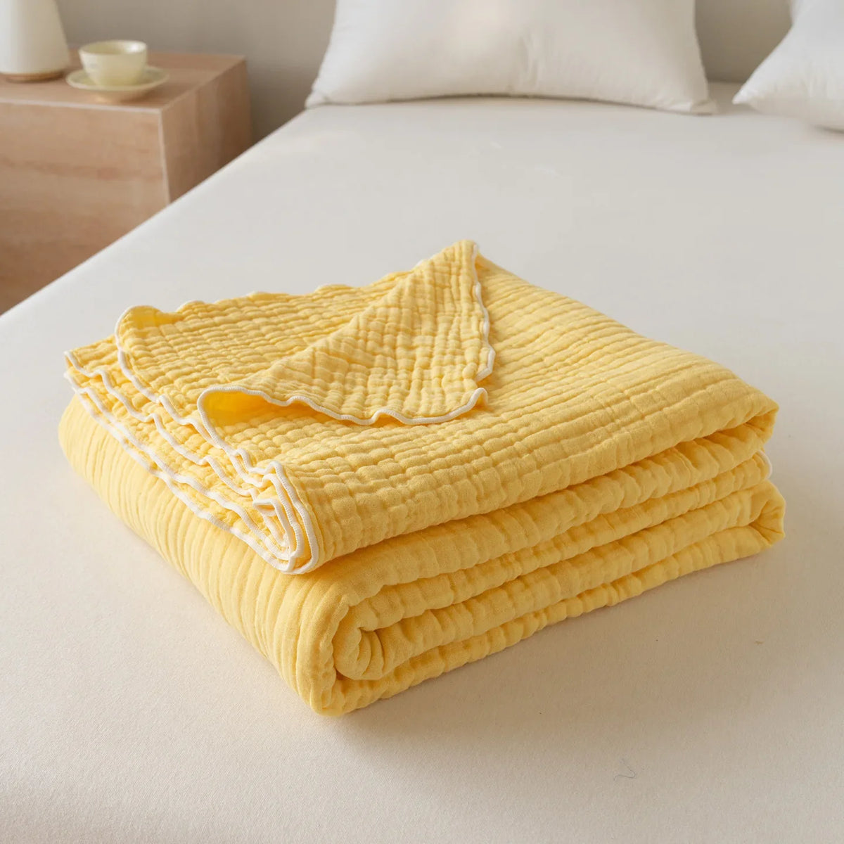 High Quality 100% Cotton Solid Blanket Soft Cloud Touch Skin-friendly Bed Blankets 6 Layer Muslin Multifunctional Sofa Blanket