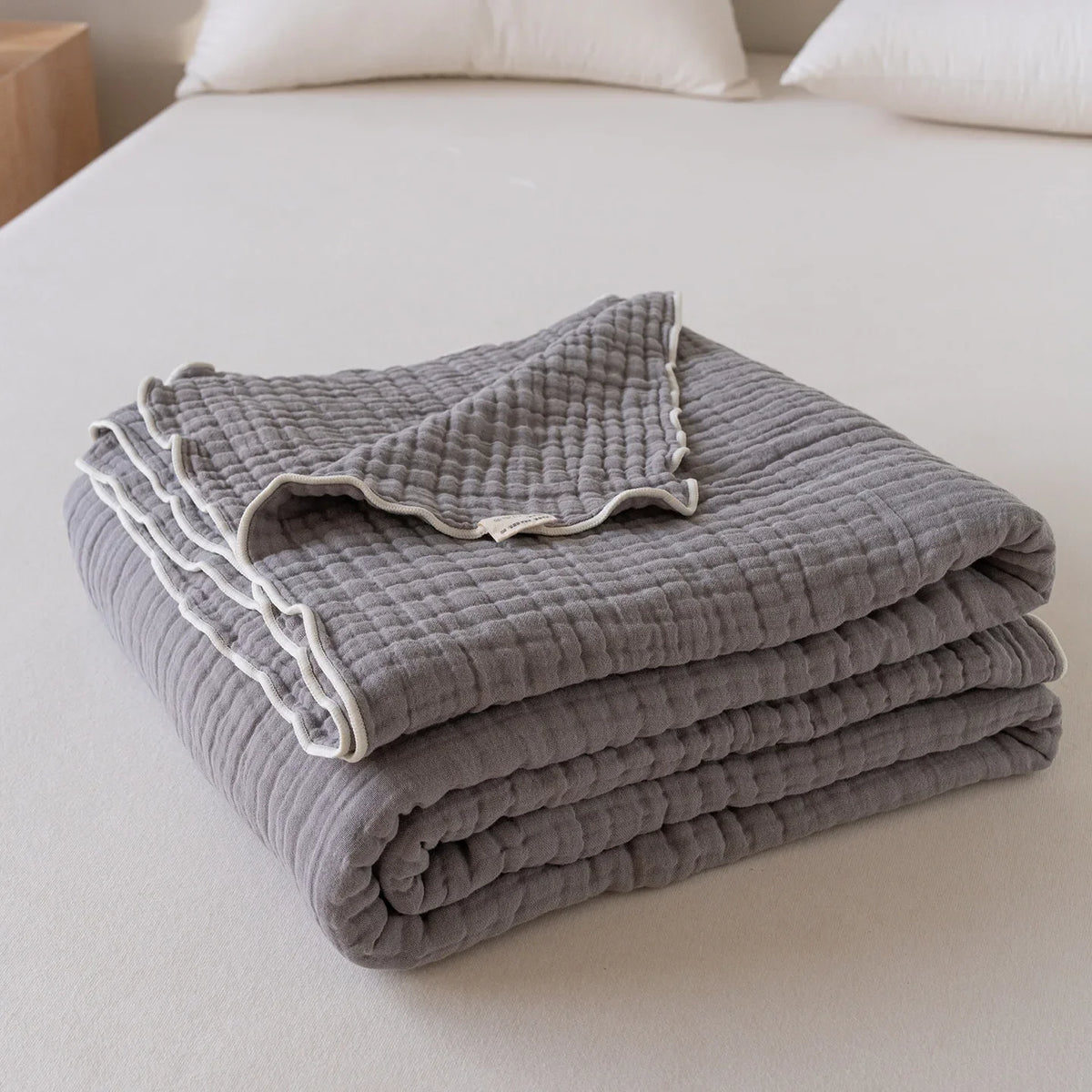 High Quality 100% Cotton Solid Blanket Soft Cloud Touch Skin-friendly Bed Blankets 6 Layer Muslin Multifunctional Sofa Blanket