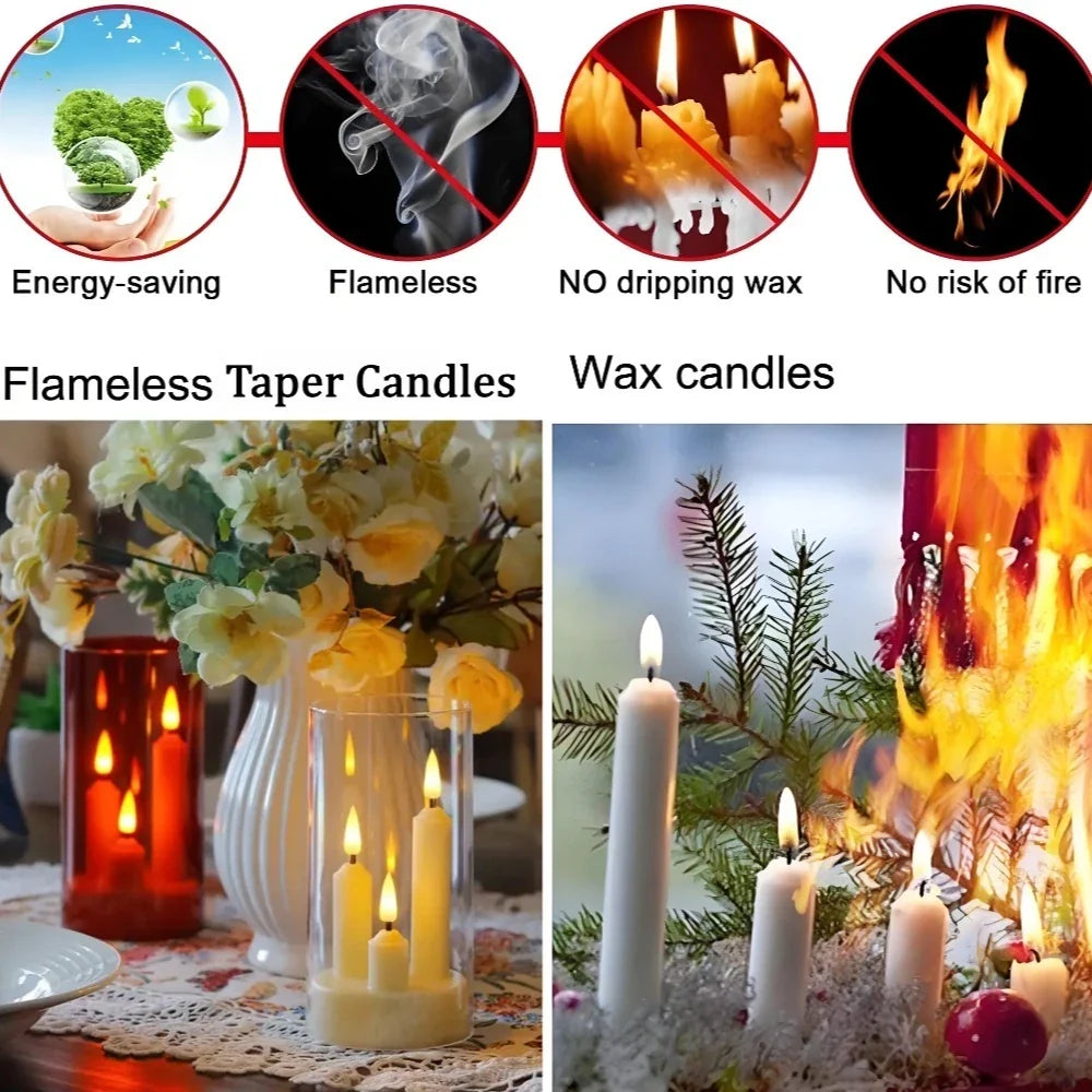 Flameless LED Taper Candles with Shades
